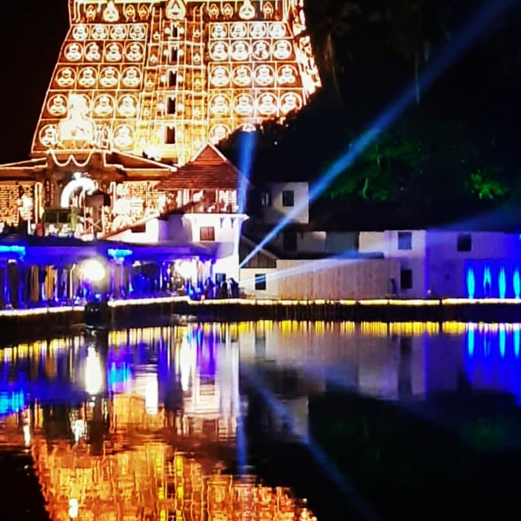 Sri Padmanabhaswamy temple, Trivandrum. Illuminated on the occasion of "Lakshadeepam" . . . on 15/01/2020