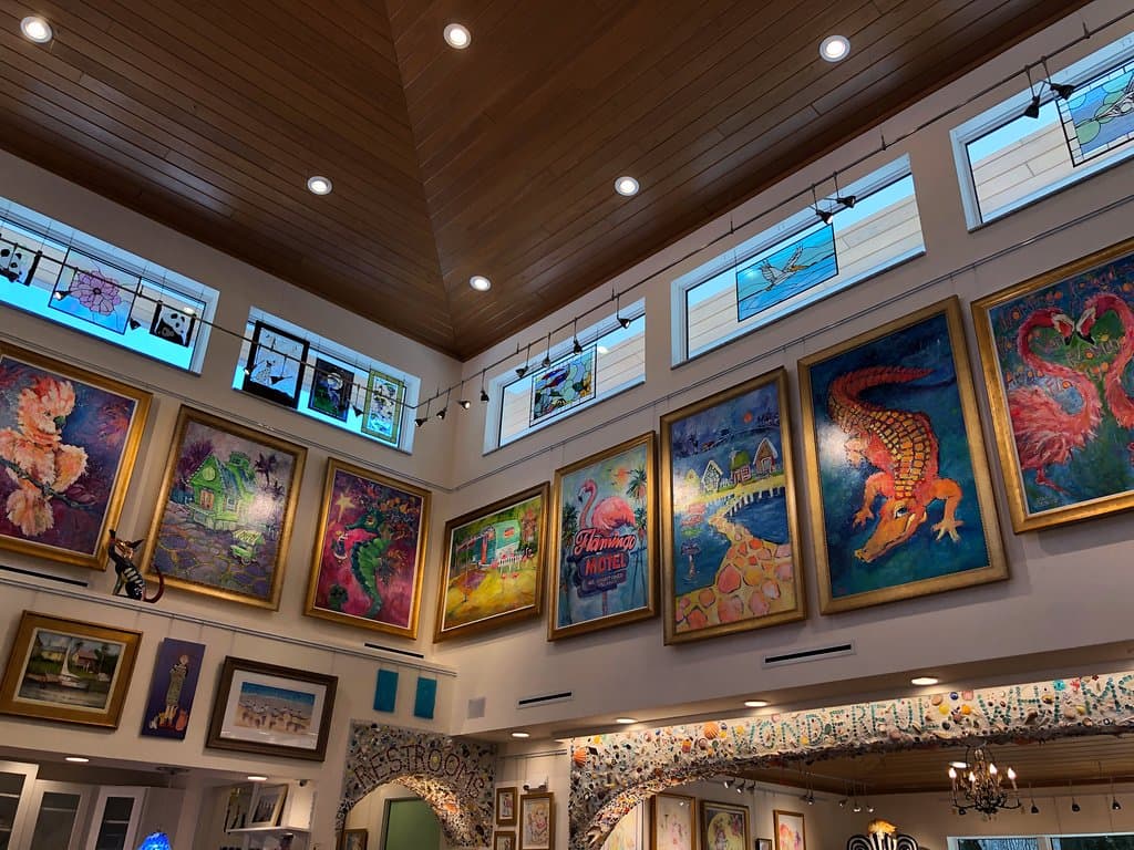 One of the buildings containing art pieces.