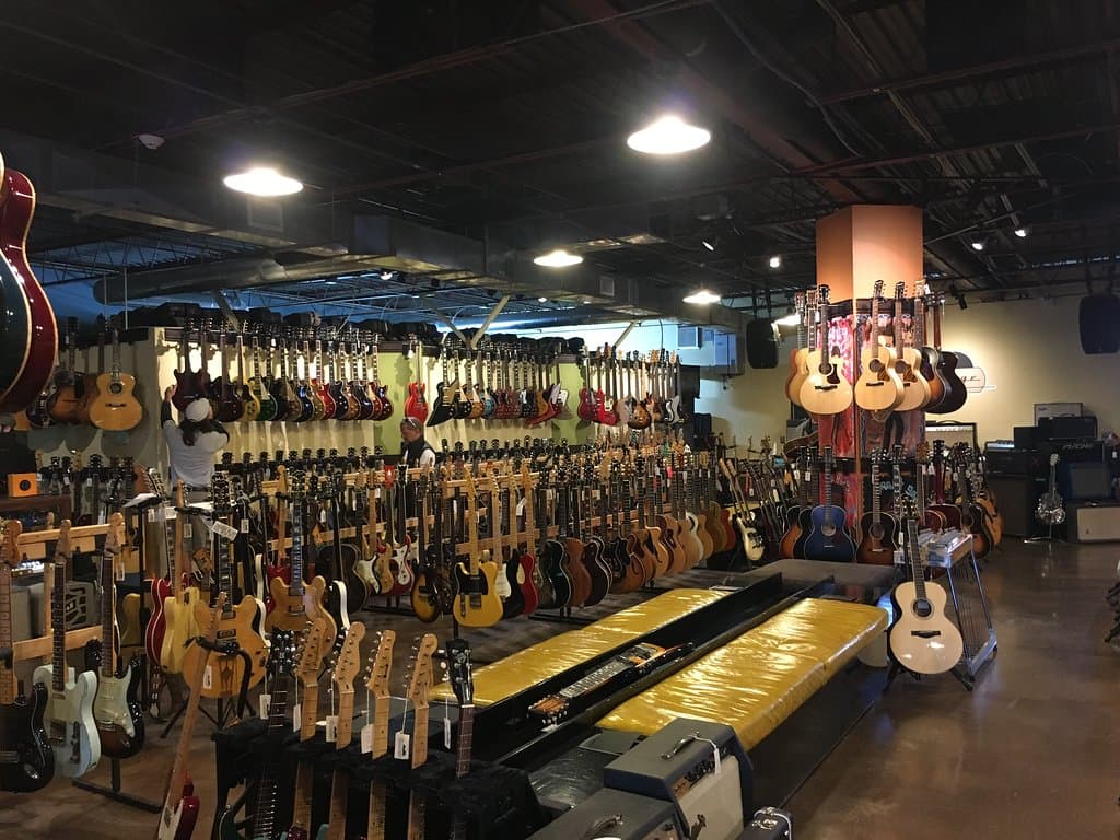 Some of the guitars in the display room.