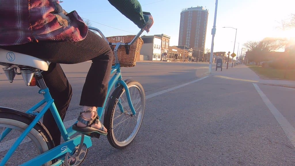 Bike by the tallest building in the Upper Peninsula of Michigan!
