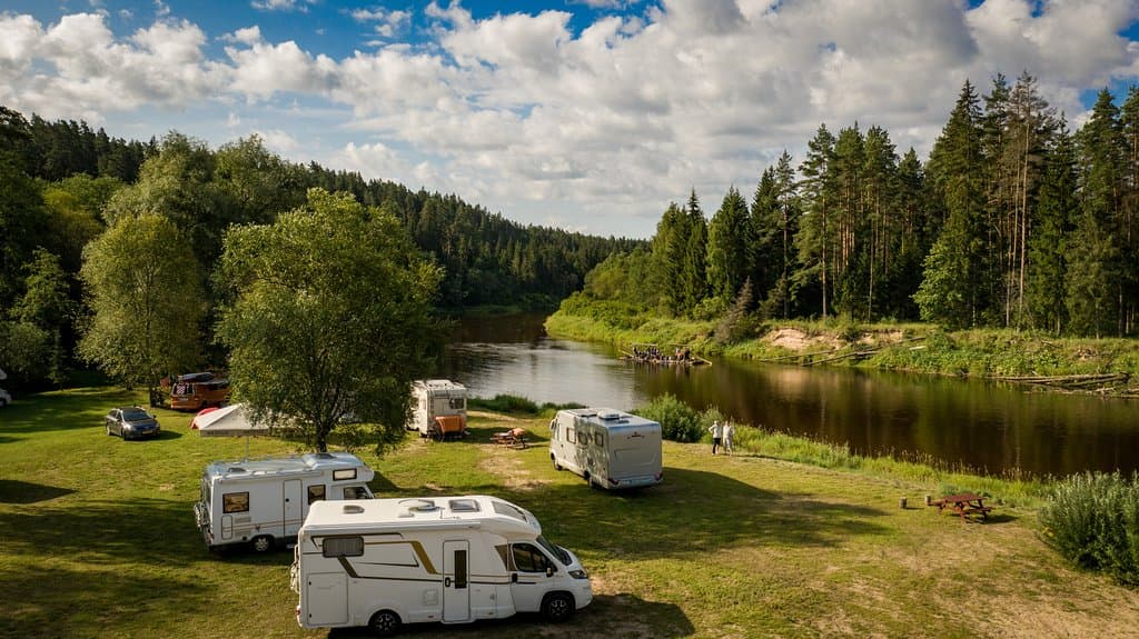 Beautiful campsite by the river Gauja.