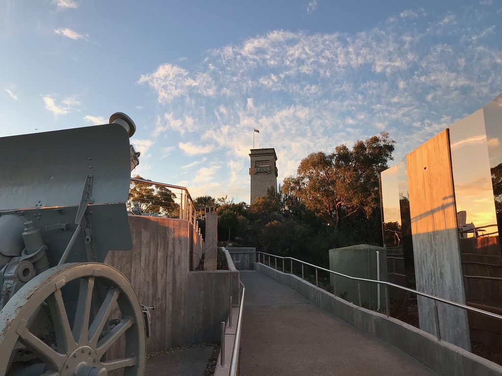 Rocky Hill War memorial at Sunset