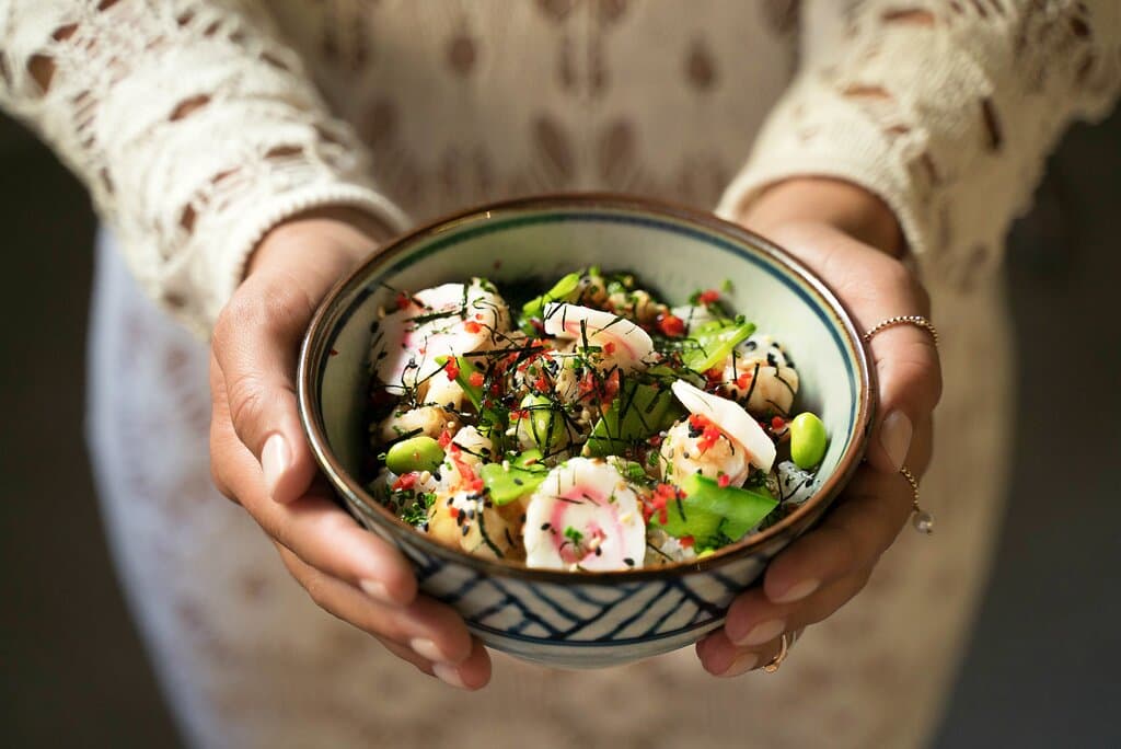 Donburi with prawns
