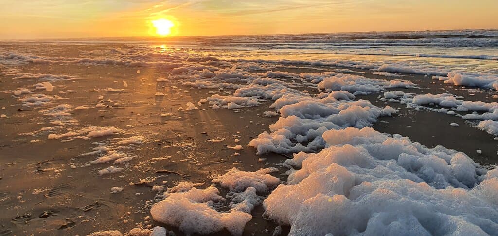 Blokhus strand solnedgang efter en blæsende dag