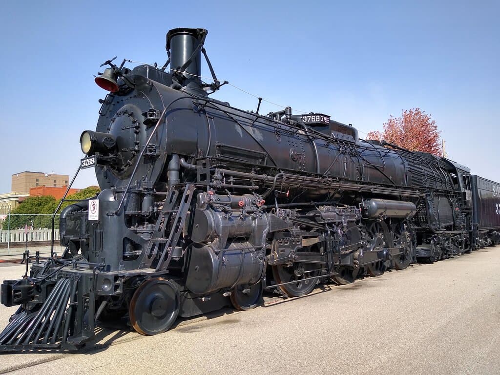 A high point of any visit, the Atchison Topeka & Santa Fe Railway Co., Locomotive 3768.