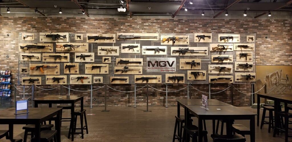 wall of machine guns