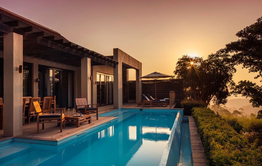 Delaire Graff Estate- Presidential Lodge at sunset