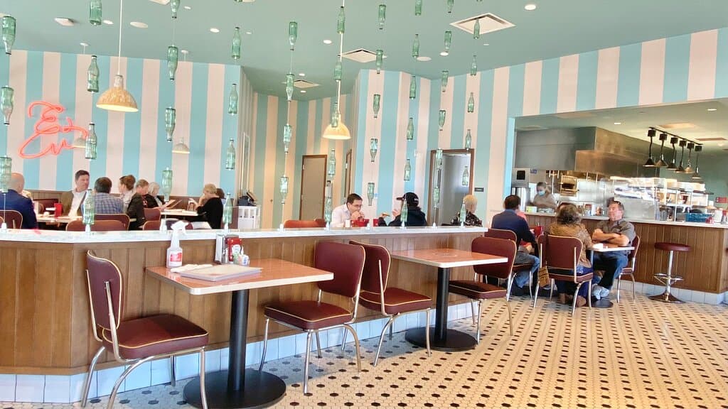 Ella Mae's has a retro-inspired interior for a true diner experience.