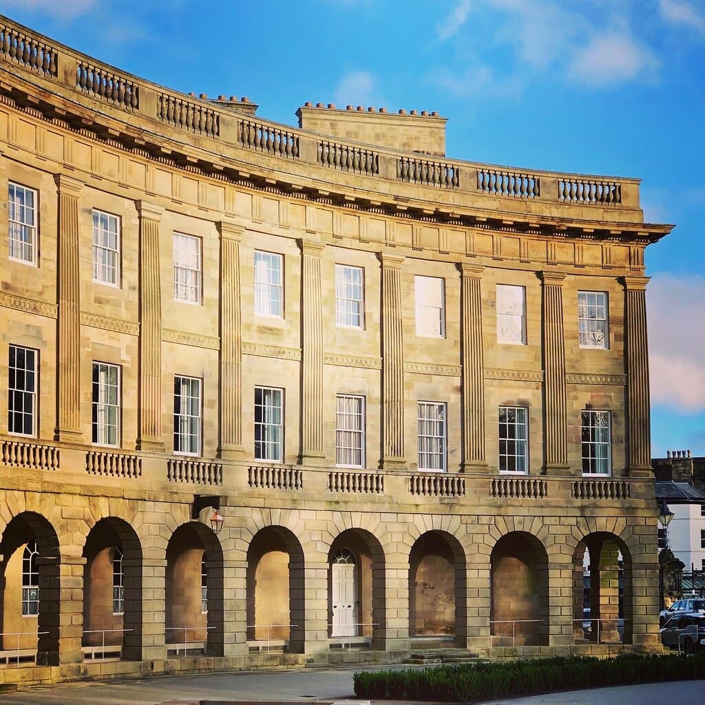 Views across to the entrance of the Buxton Crescent Visitor Experience.