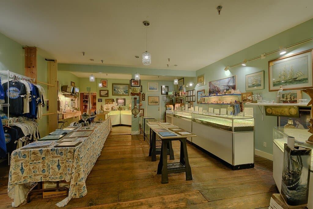 Sea Glass Museum Main Room - Black Light Room Entrance in Rear Left of Photo