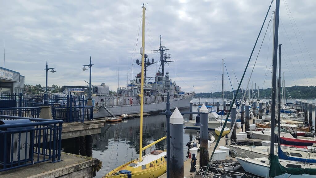view of the Turner Joy from the boardwalk