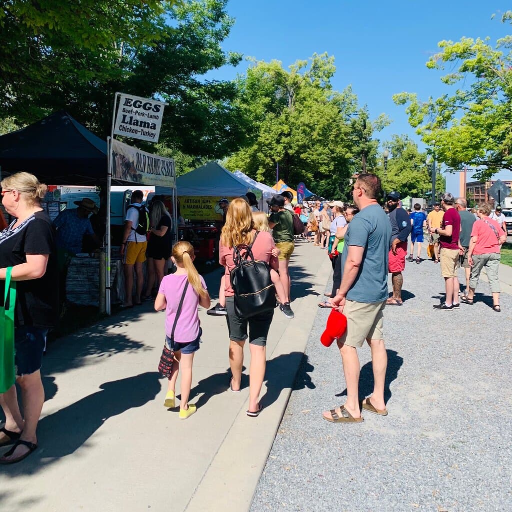 Large farmers market in Pioneer Square downtown Salt Lake