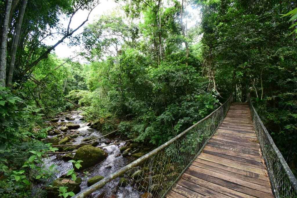 Ponte pênsil sobre o Rio Santo Antônio.