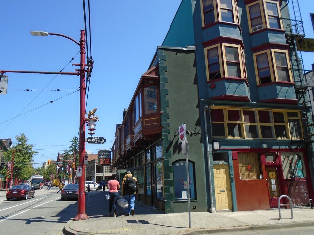 Looking east. Note the building on the right with the bay windows is a separate building