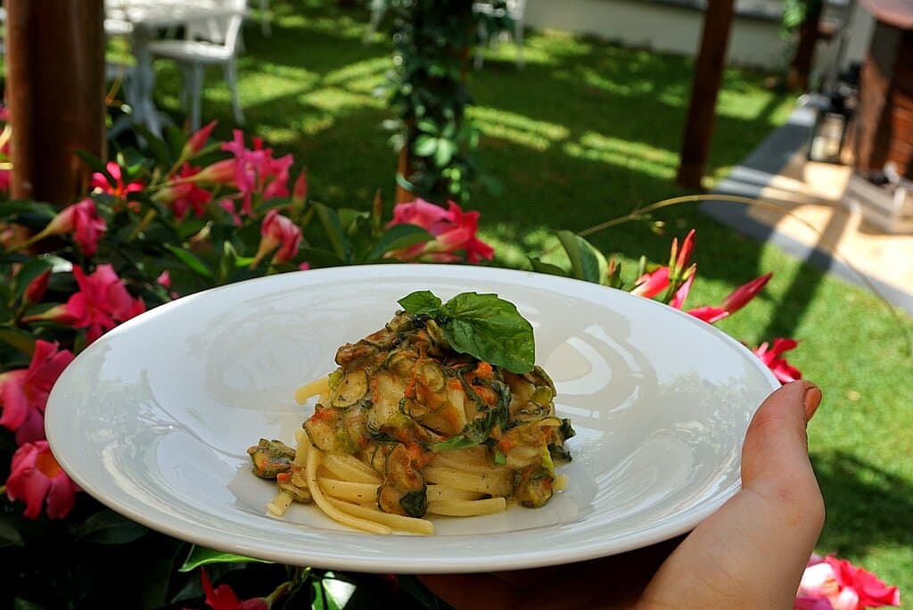 Linguine "Nerano" made with zucchini from our garden, simply delicious!