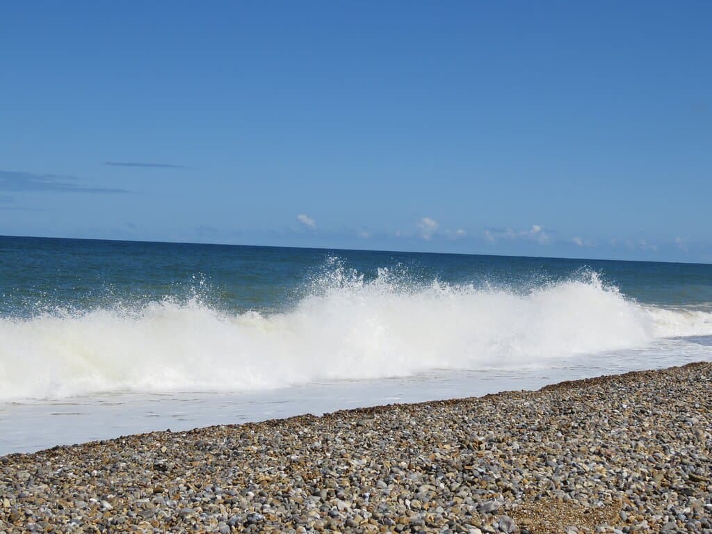 The breaking waves at Blakeney Point.