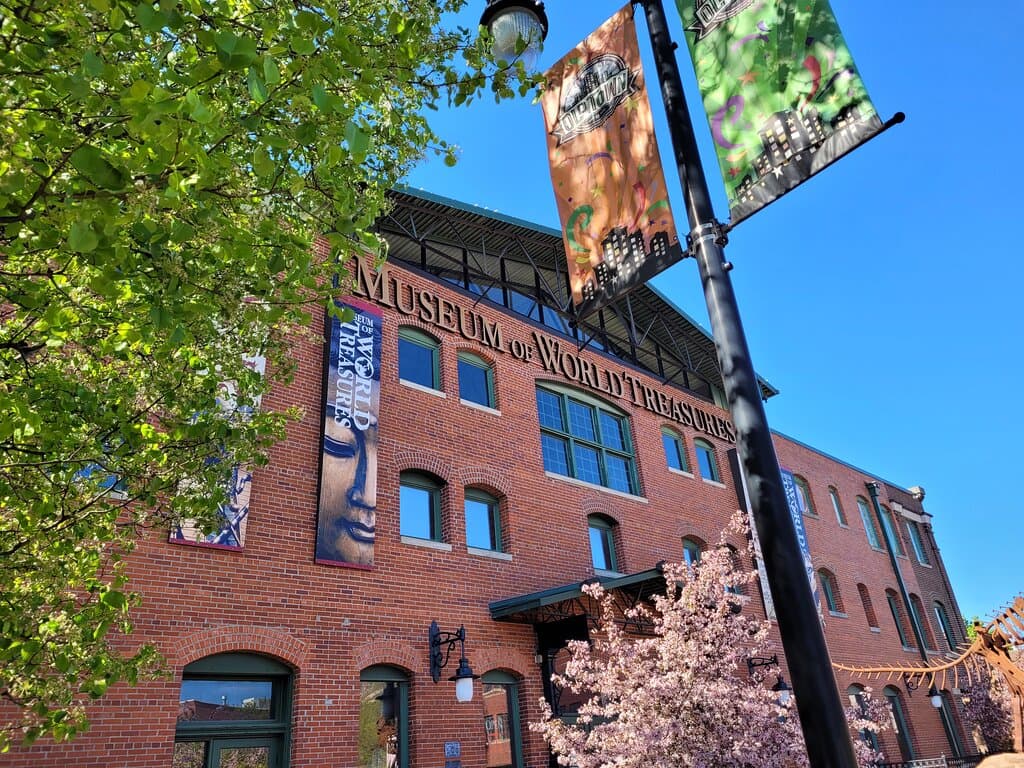 The Museum of World Treasures is in the heart of beautiful Old Town Wichita. On Saturdays during warm seasons, the Old Town Farm and Art Market is open on the plaza in front of the building.
