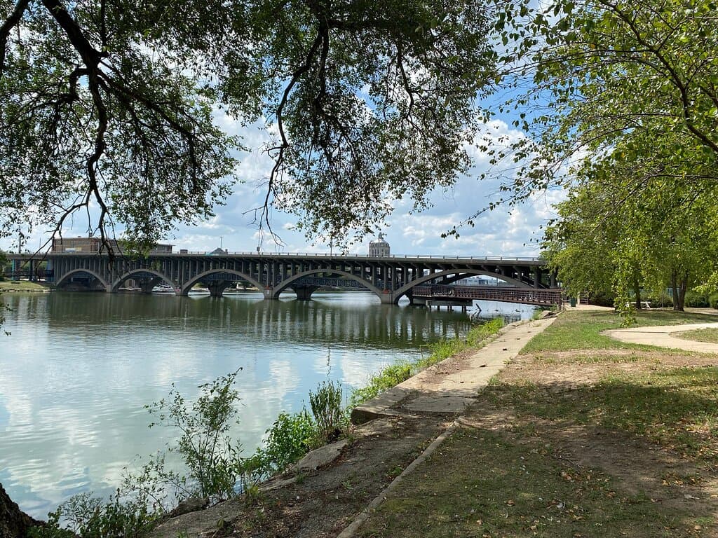 Trail Underneath highway bridge
