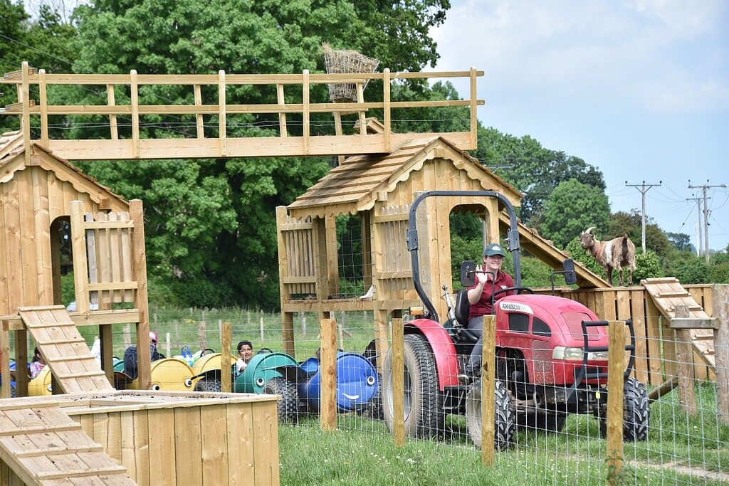 Take a trip on the Barrel Train through Goat Towers