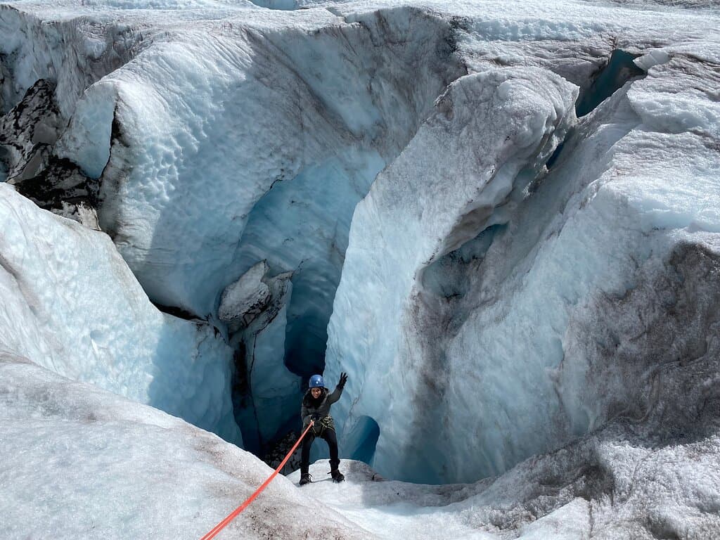 Lowering into a crevasse