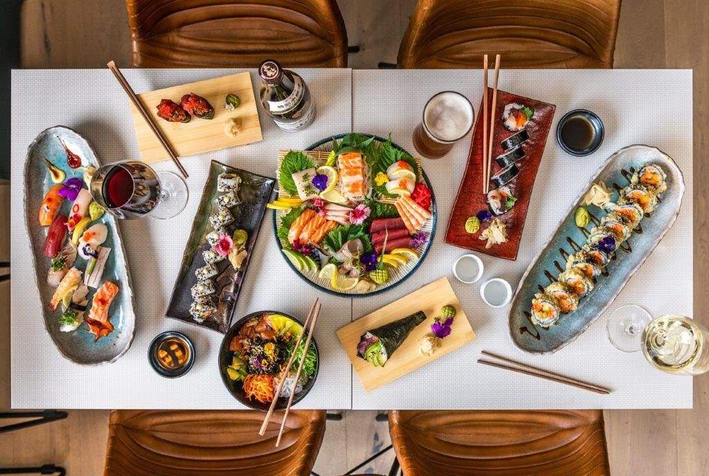 Sushi spread