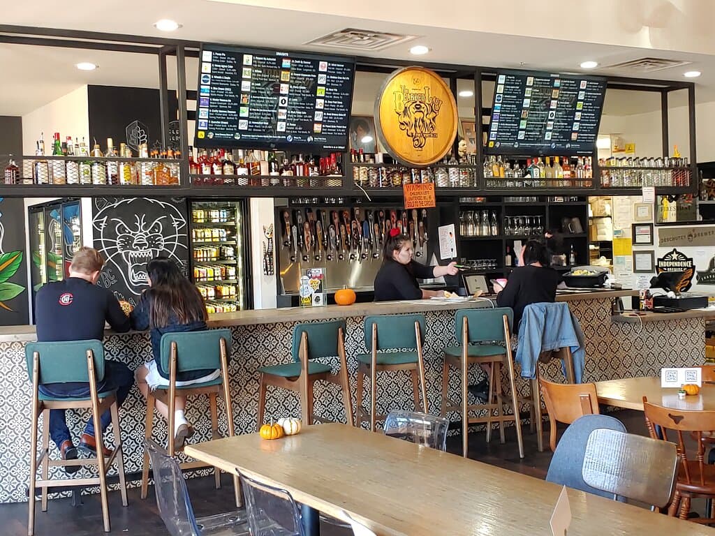 The interior and bar.