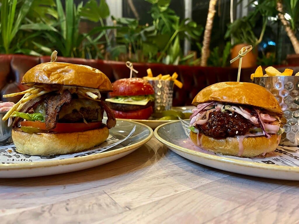 Upgrade to sweet potato fries or truffle fries for or double up your burger patty