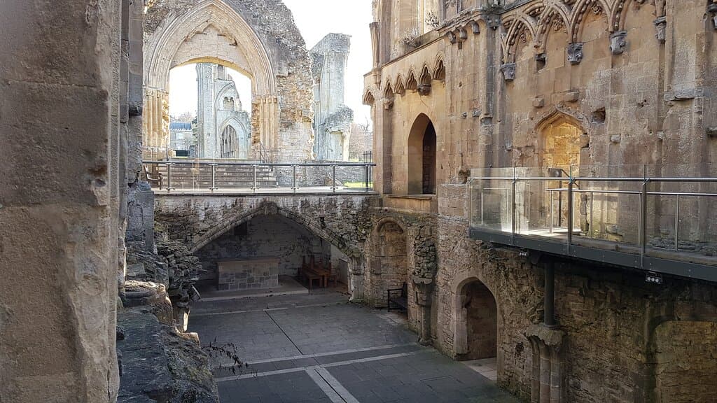 Inside the crypt towards the Galilee. The abbey's Lady Chapel.