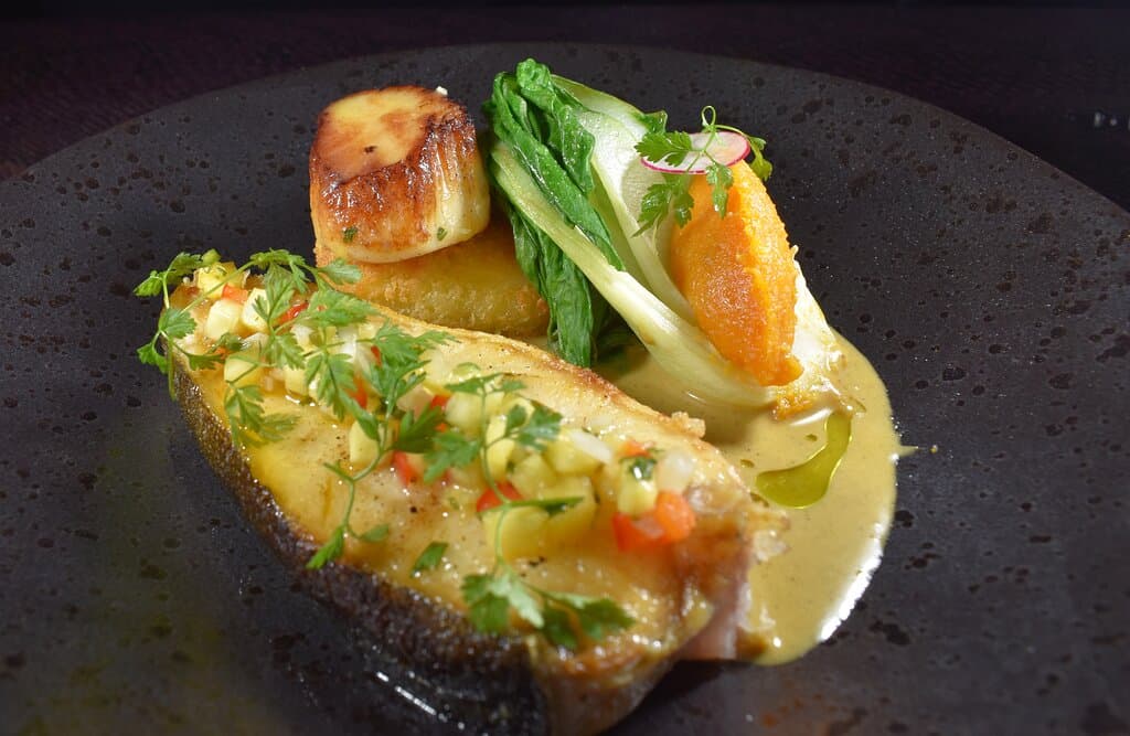 Wild Scottish Halibut T-Bone steak with Isle of Uist scallop