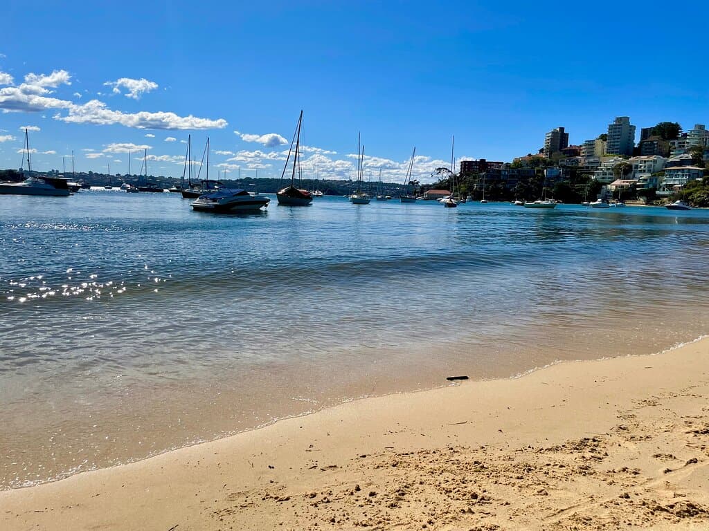 Seven Shillings Beach, a small-ish, sandy beach of about 300 metres and located between Double Bay and Point Piper