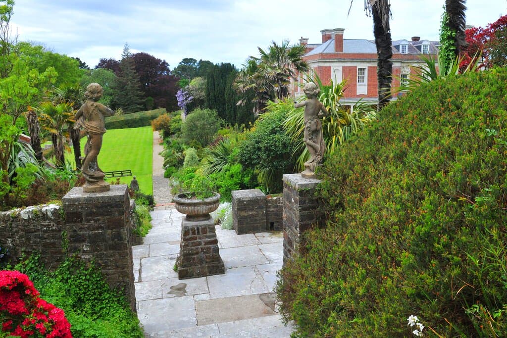 The view from the steps which link the Italian Terraces to the Walled Kitchen Garden, where Tapeley's organic produce is grown (sold by the gift shop when in season).  