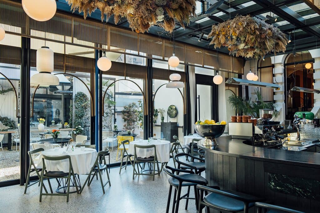 Pavilion restaurant with garden view