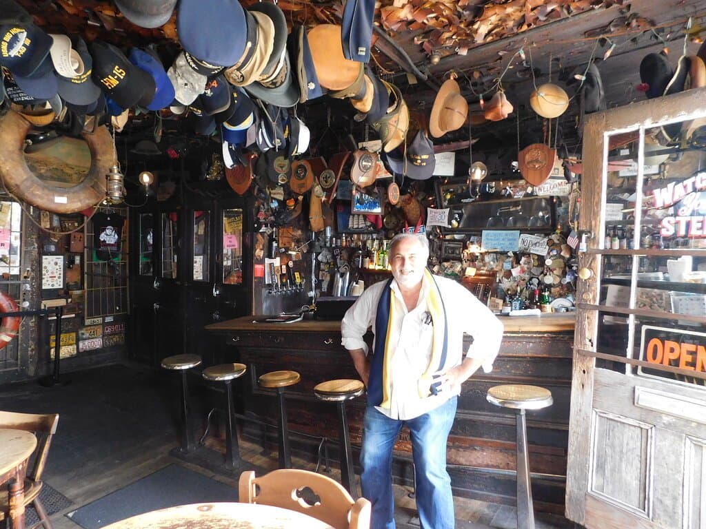 Inside the Sallon , with its deeply inclined wooden floor !
