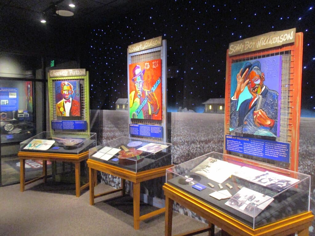 Exhibits on major bluesmen.