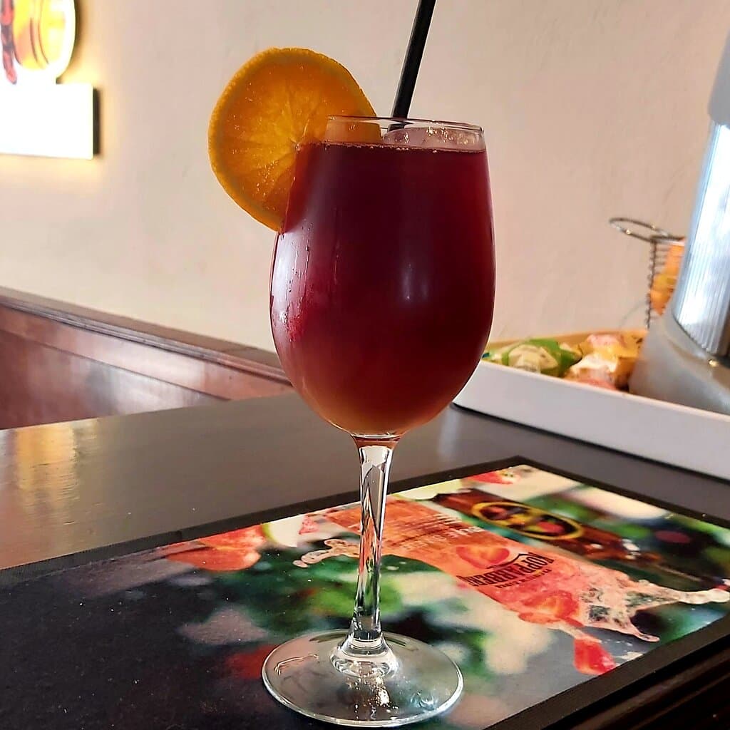 Have a nice refreshing glass of sangria with fresh fruit