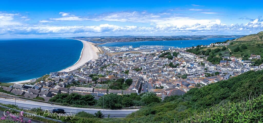 This is a high quality view consisting of 7 images merged together to show the whole vista from besides the Olympic rings
