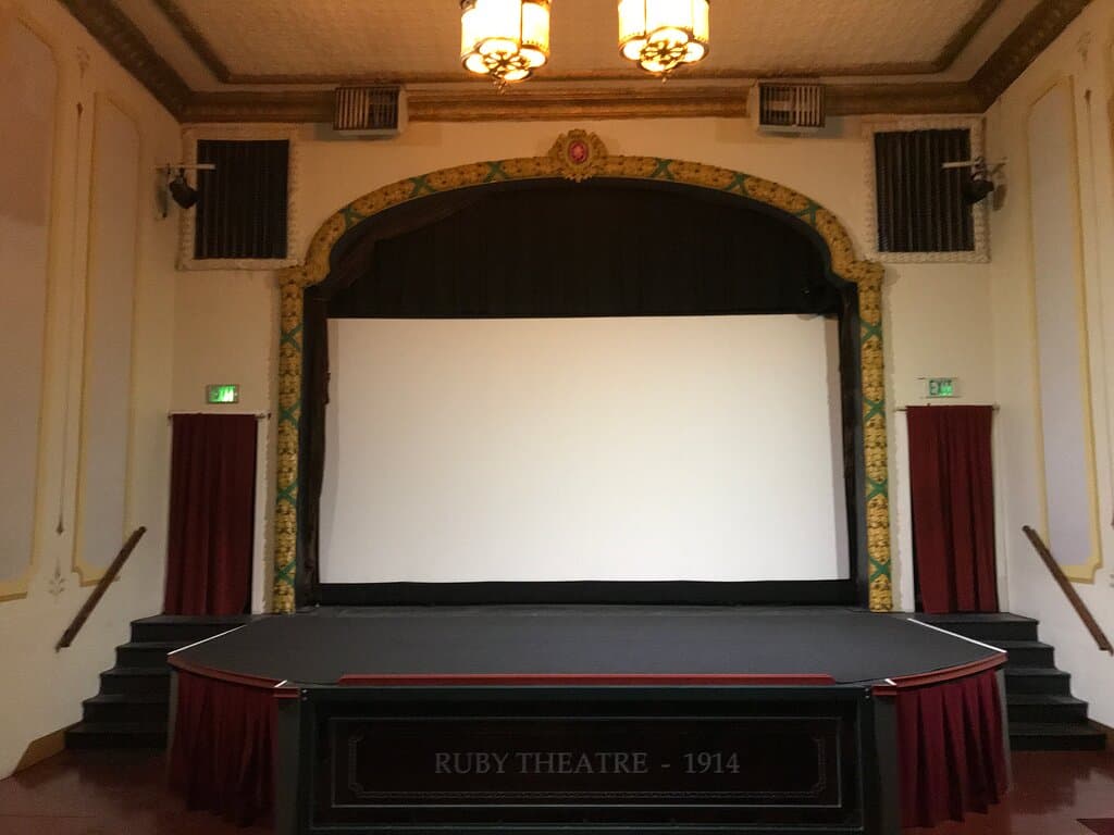 Interior of Chelan's Historic Ruby Theatre. The oldest continuously running movie theaters in Washington.