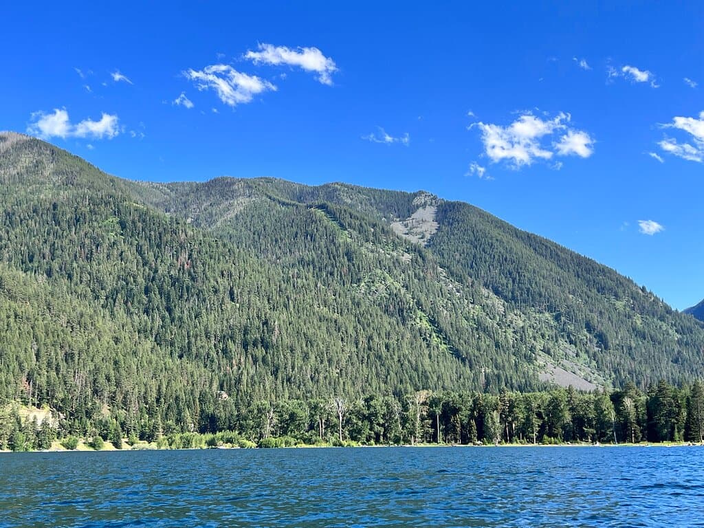 View of the Wallowa Tram on the Mountain from Wallowa Lake