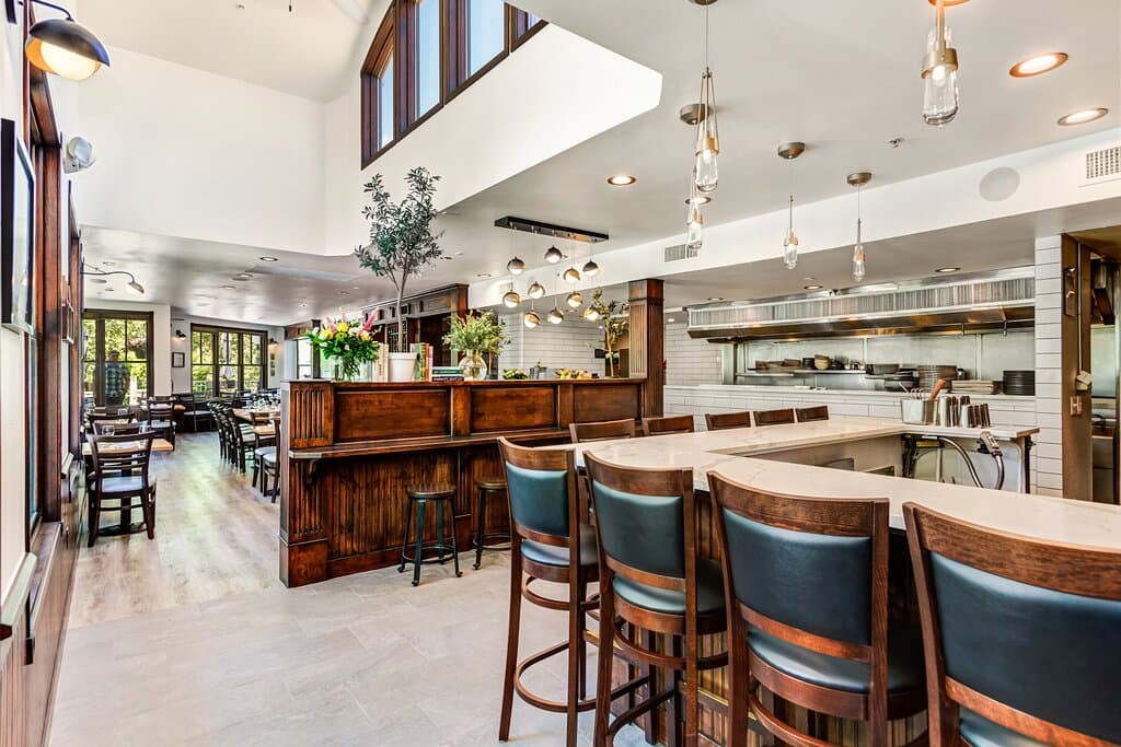 Bar and front entrance of the building.