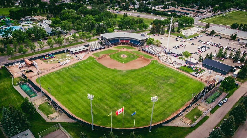 Lethbridge Spitz Stadium. The Lethbridge Bulls Baseball team. 