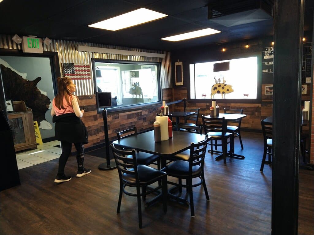 Dining room at Firehole BBQ Company in West Yellowstone, WY