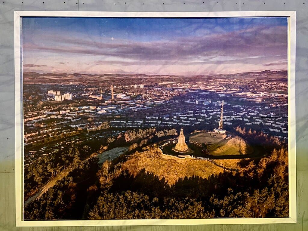 Large photographic posters on the boardings of the city taken from above by drones. The local photographers are Ben Hirst and Scott McBride.