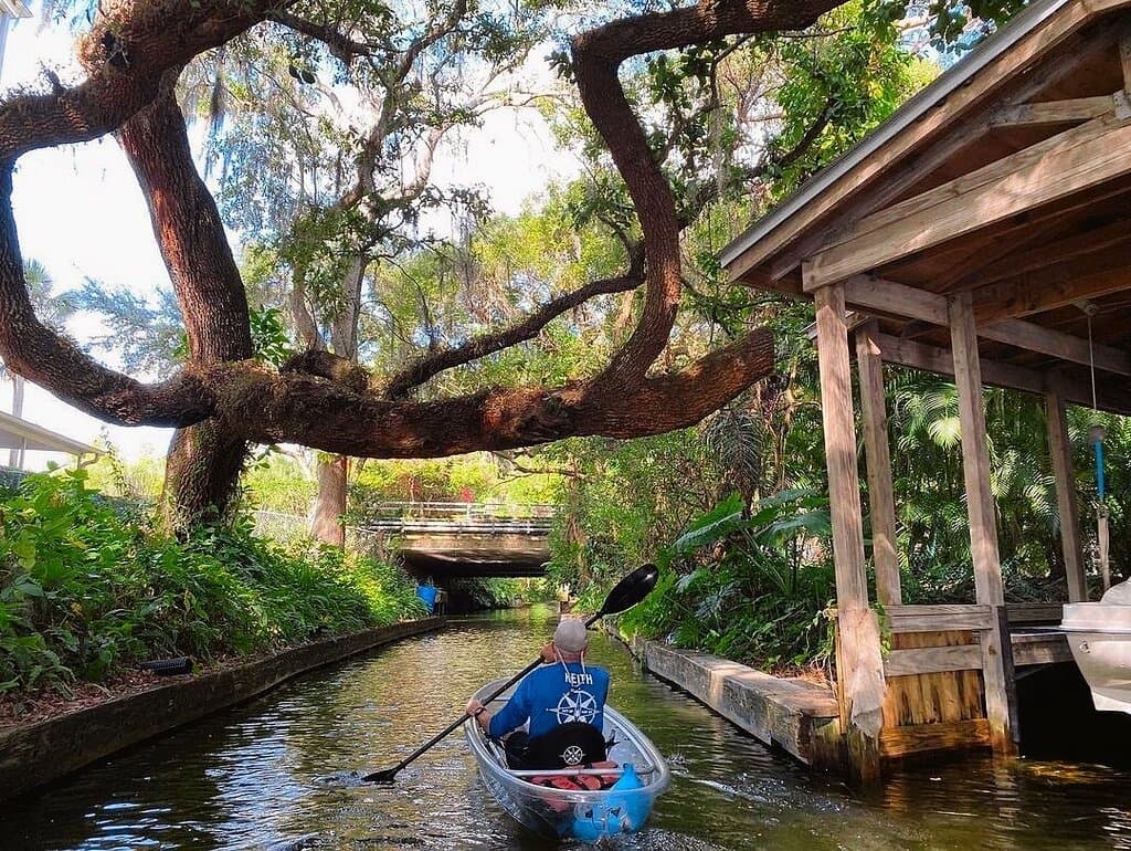 Kayaking through the venetian styled canals