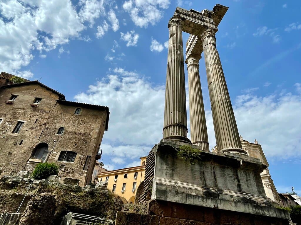 Little is left of the Temple of Bellona. The columns belong to the Temple of Sosianus and the Temple of Bellona is located just behind it. Until the 20th century, it was thought that the temple had been completely lost but the remains of the podium were uncovered in the 1930s.