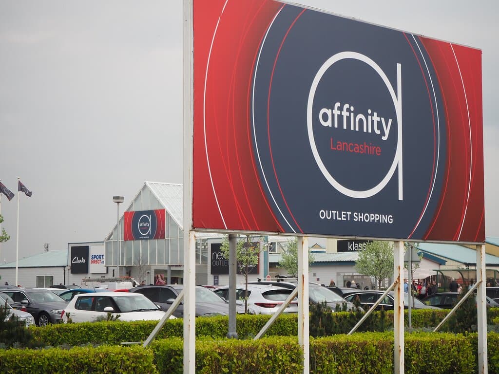 Exterior of Affinity Lancashire Outlet Shopping Centre