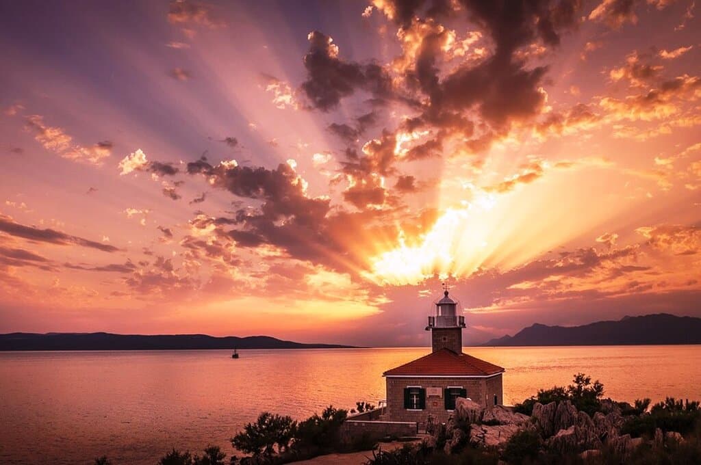 St Peter lighthouse in sunset