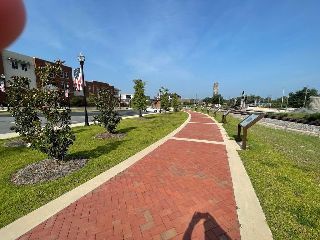 a view of the park from the street.