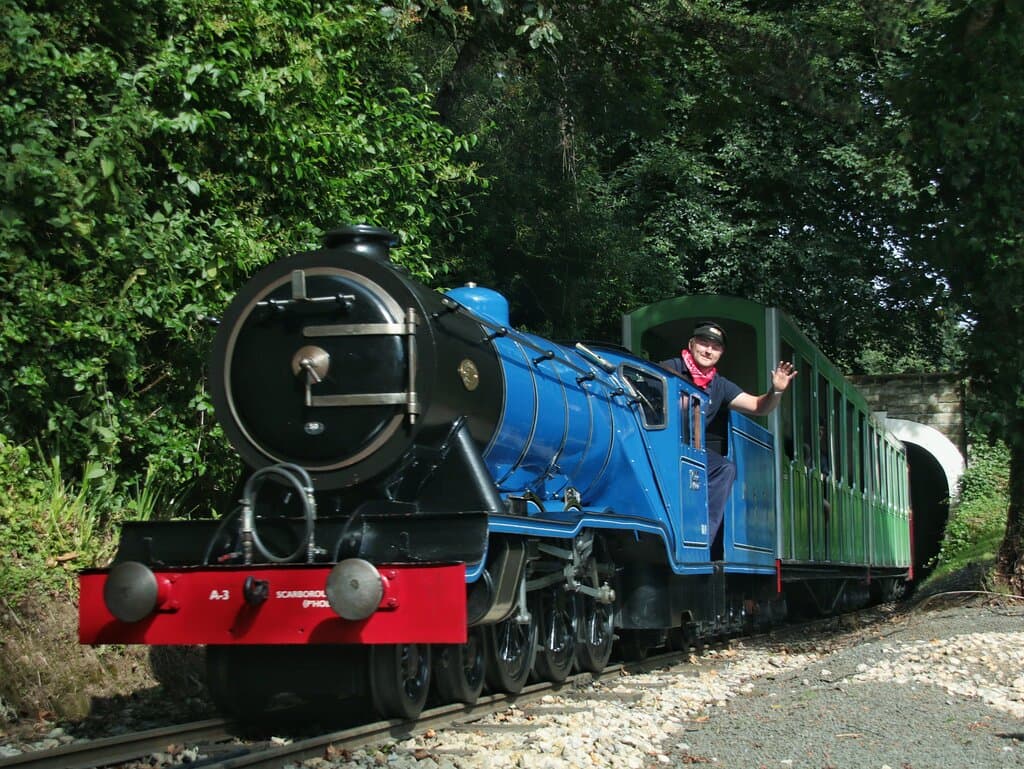 Poseidon and train on the Scarborough North Bay Railway.