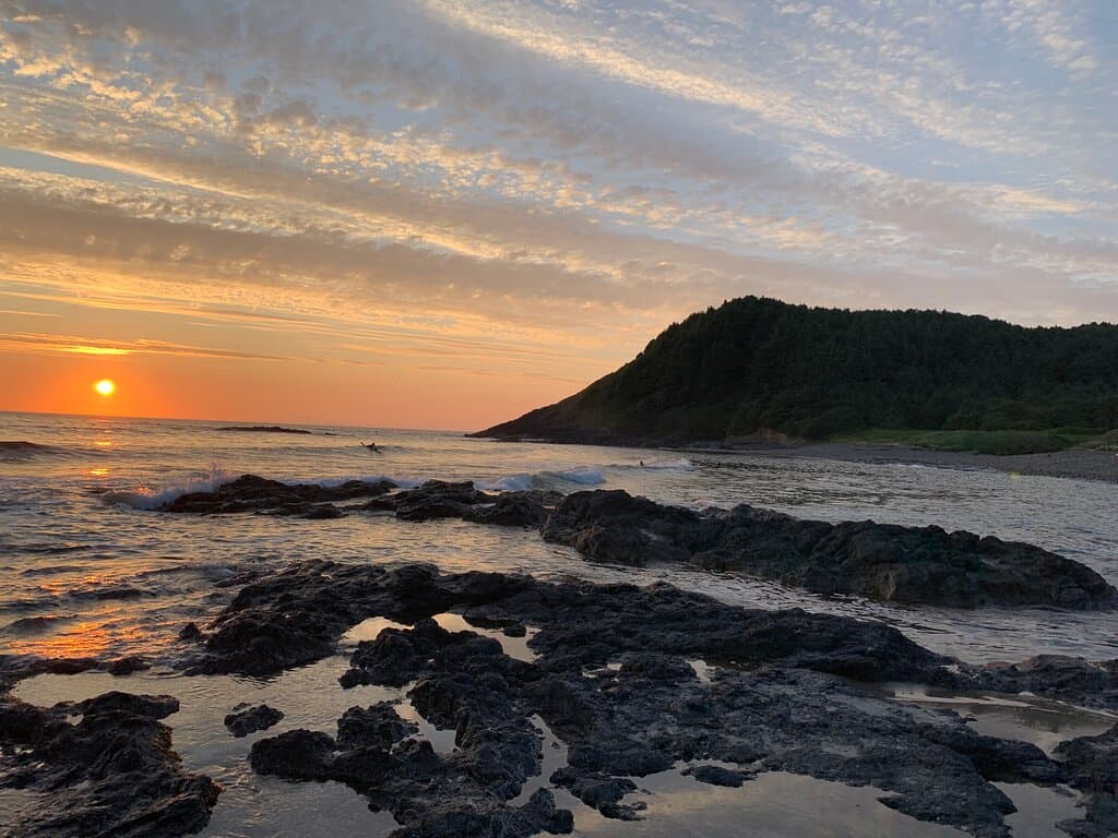 Surfers at Sunset (kind of hard to see)