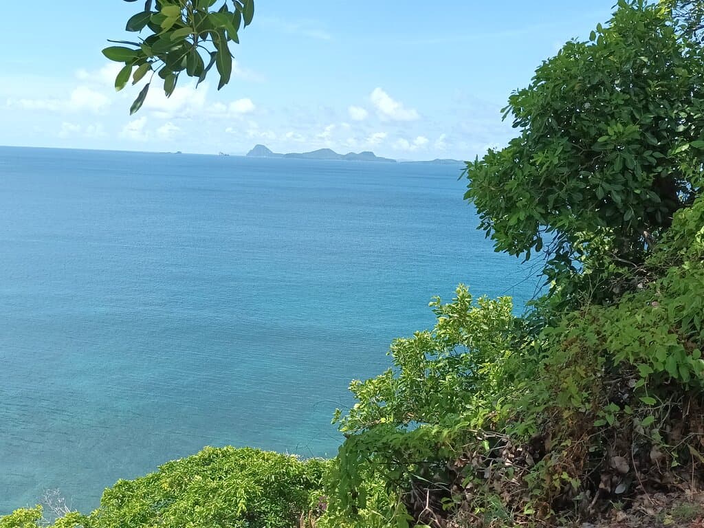 View of Union Island (belonging to St. Vincent), Diamond Island,Carriacou,Ile de Ronde and Ile de Caille on the horizon.